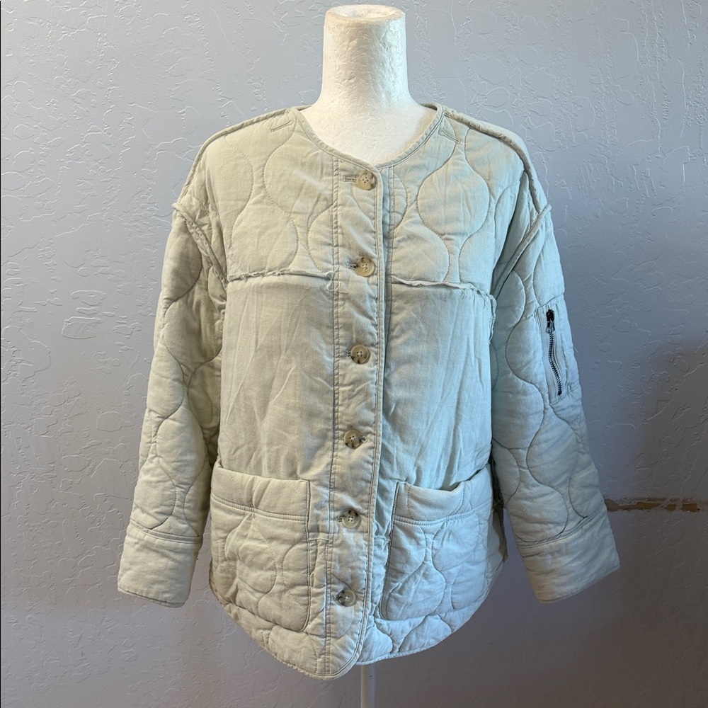 Urban Outfitters Quilted Puffer Jacket - Light Gray